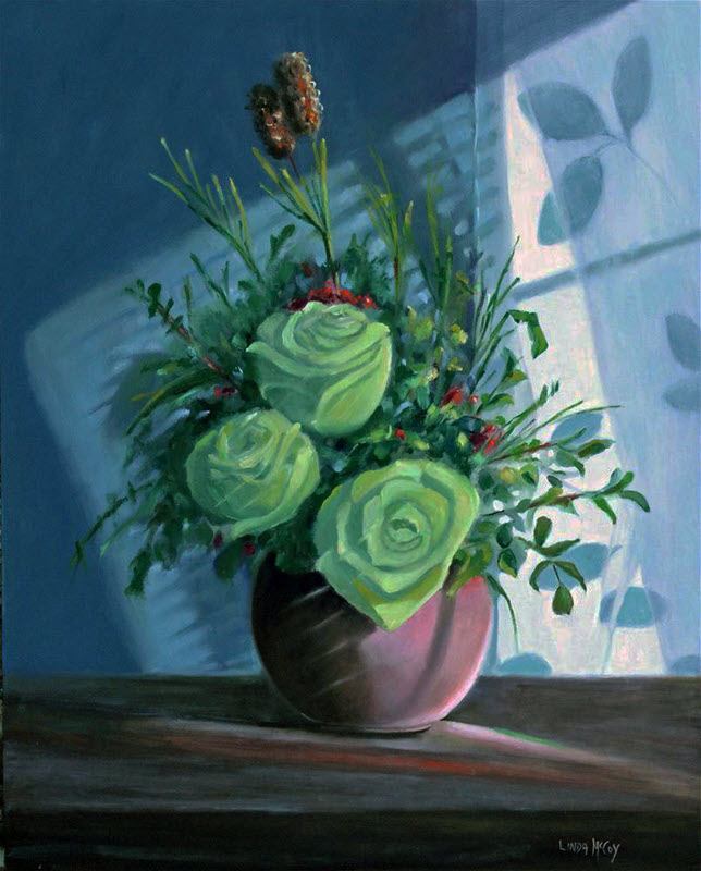 Green Roses, an oil painting by Linda McCoy